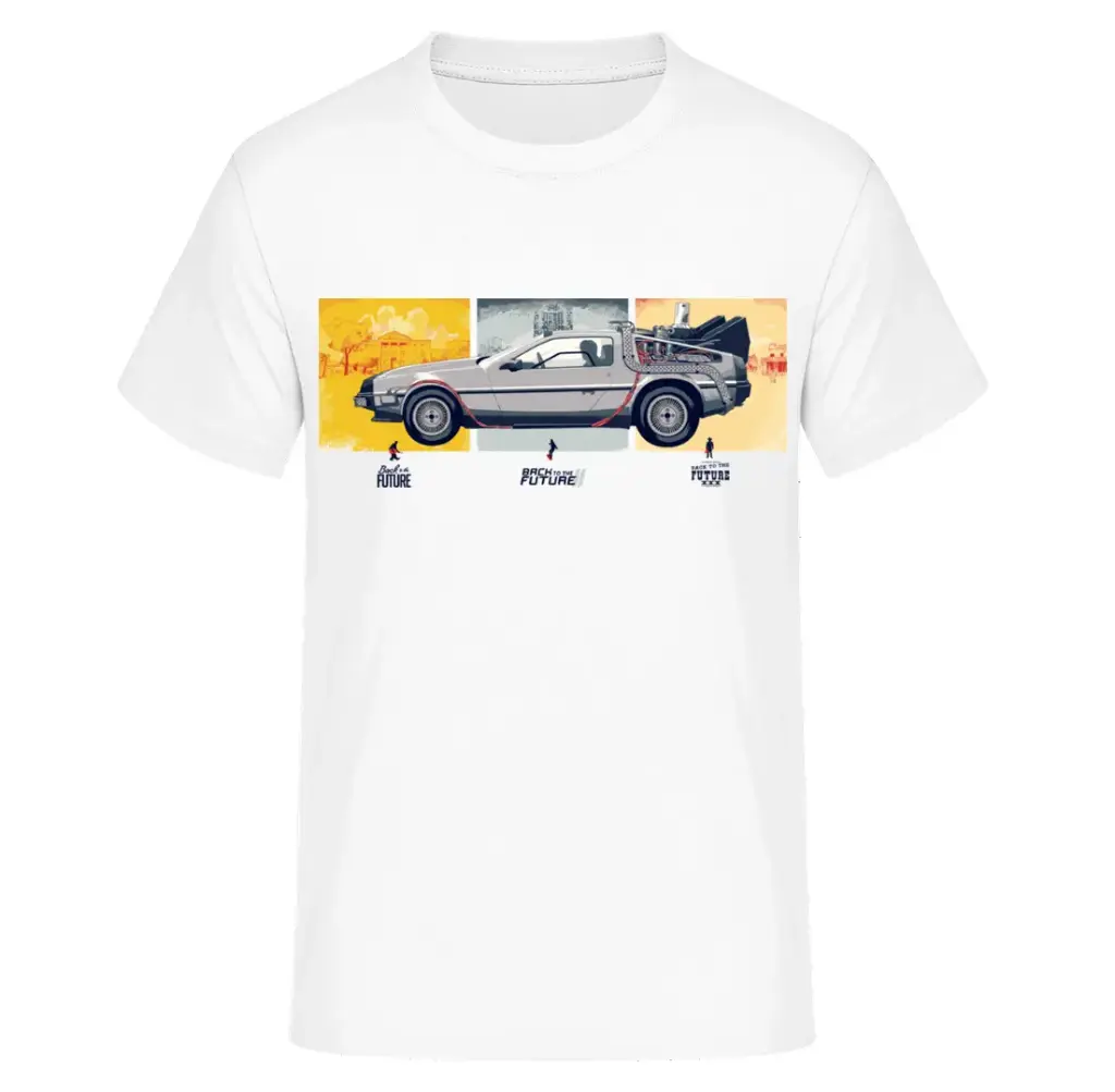 T-SHIRT - BACK TO THE FUTURE - DELOREAN (XS, Blanc)